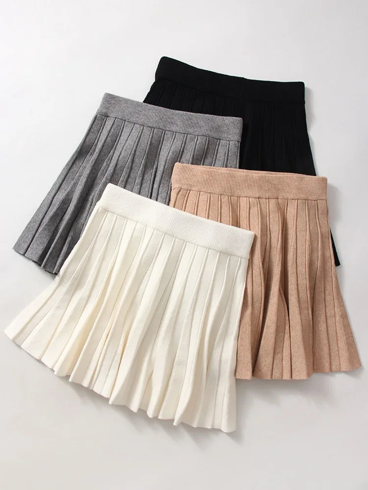 Elegant Knit Pleated Mini Skirt for Women