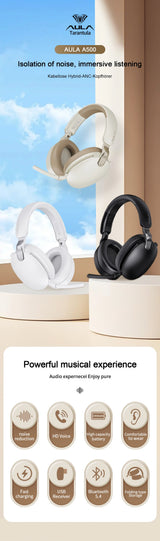 AULA New A500 Wireless Head-mounted Headphone 2.4G/Bluetooth/Wired Nolse Reduction Headsets E-sports Gaming Earphones with Mic