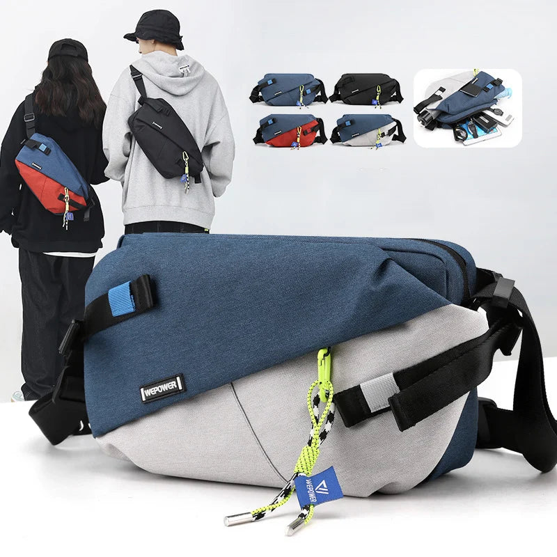 Unisex Nylon Panelled Crossbody Chest Pack