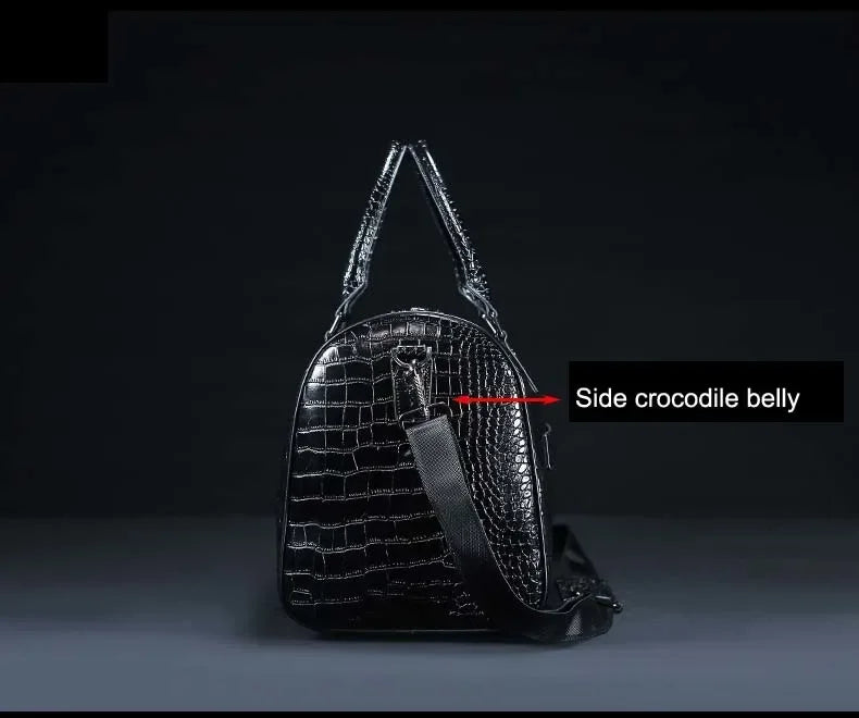2024 New Cow Genuine Alligator Leather Travel Bags Luxury Men Large Capacity Portable Male Shoulder Bags Brand Travel Duffle Bag