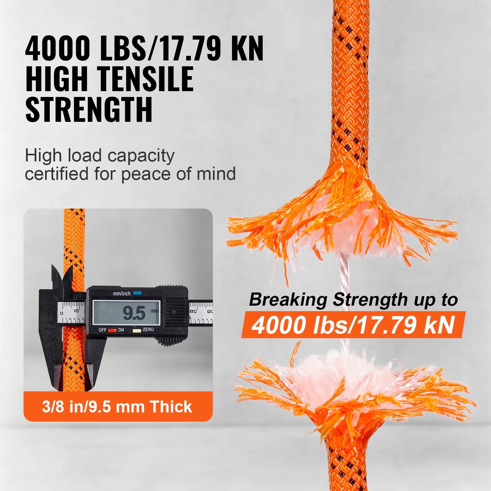 SucceBuy 120ft Dual-Weave Polyester Cord 3/8 1/2in 48-Strand Multi-Use Rope for Arborist Activities Outdoor Adventures Versatile