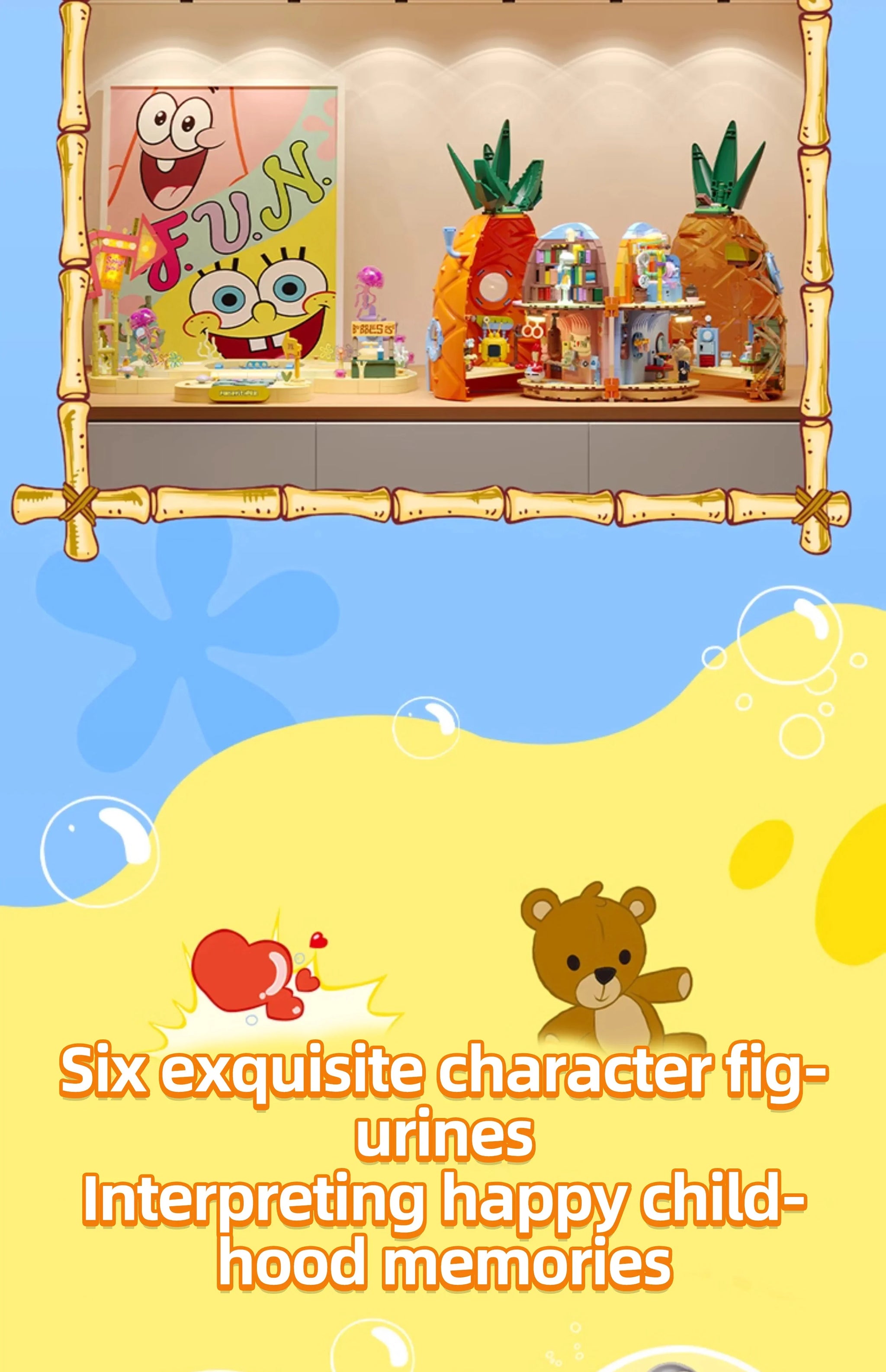 Spongebob Cartoon Krusty Krab Restaurant Building Blocks Creative Canteen Scenes Model Bricks Desktop Ornaments Fans Toys Gifts