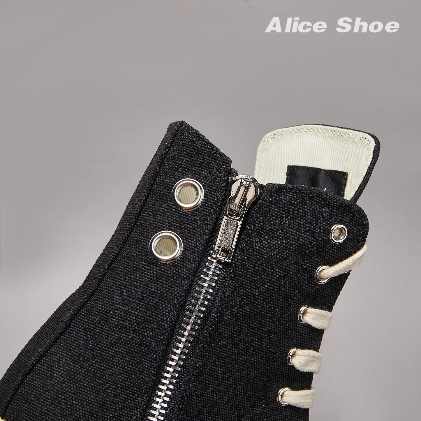 Brand Men Shoe Casual High Top Women Sneaker Quality Black Ankle Boot Designer Leather Zipper Metal Hole Luxury Laces Flat Shoe