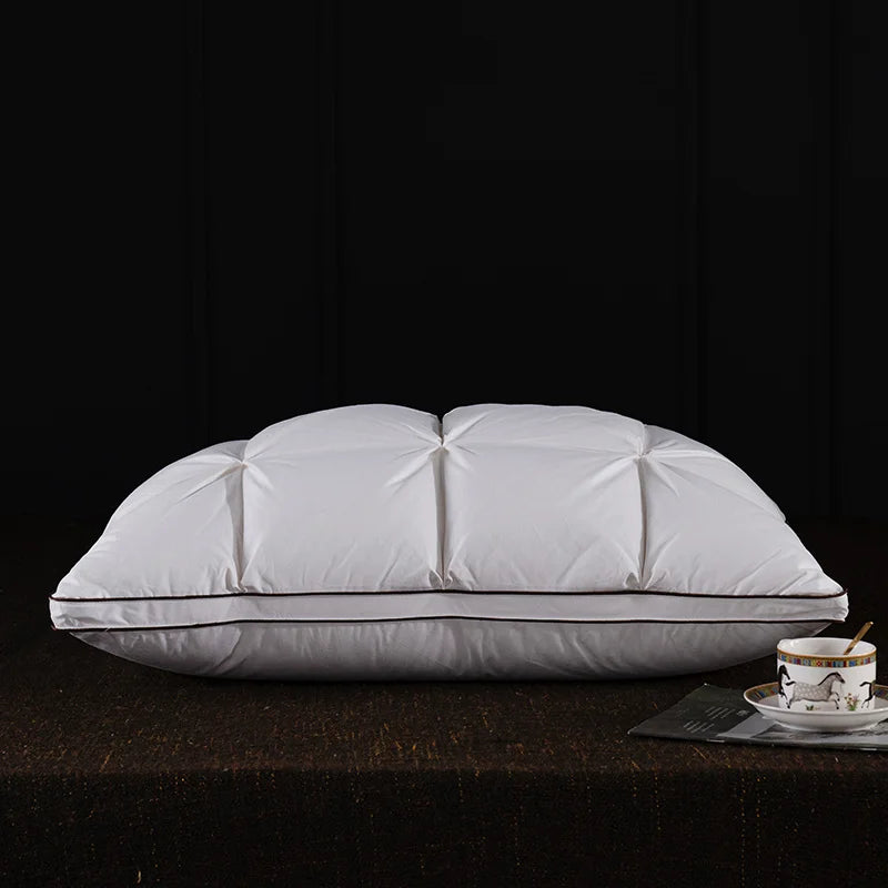 Luxury 3D Bread White Goose Down Feather Pillows for Sleeping Body Neck Protection Bed Pillows Soft Comfort 100% Cotton Cover