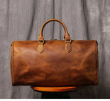 Leathfocus Men's Cowhide Travel Bag Women's Weekend Handbag Large Capacity Vintage Duffle Bag Crazy Horse Leather Laptop Bag
