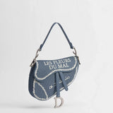 Luxury Designer Saddle Bag for Women Blue and White Book Cover Embroidery Shoulder Bag Fashion Exquisite High End Crossbody Bag