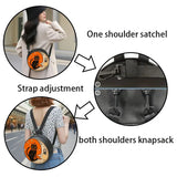 Women Orange White Cat Moon Round Crossbody Bag, Soft Light Zipper Shoulder Bag, Trendy Handbag for Work Shopping Travel