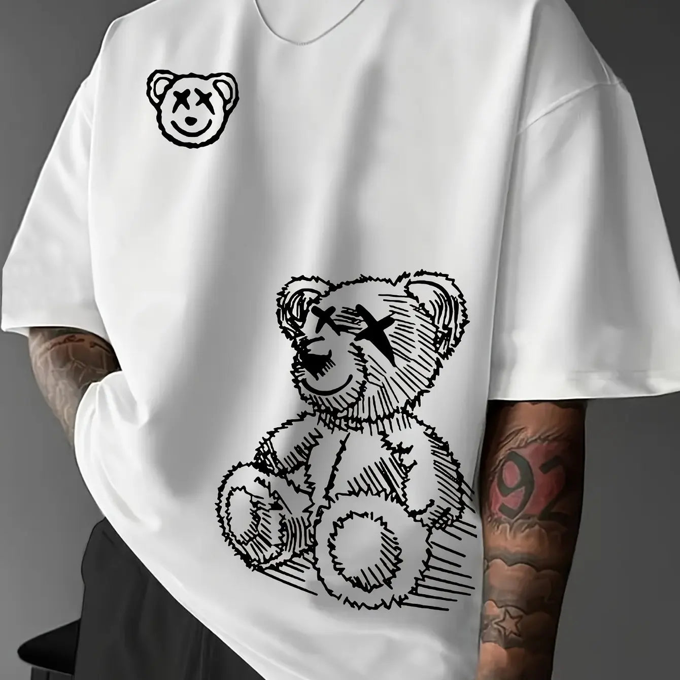 Men's Cartoon Bear 100% Pure Cotton Graphic Tee