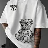 Men's Cartoon Bear 100% Pure Cotton Graphic Tee