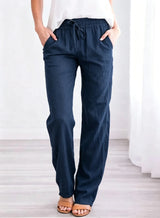 Women's Cotton Drawstring Straight Leg Pants