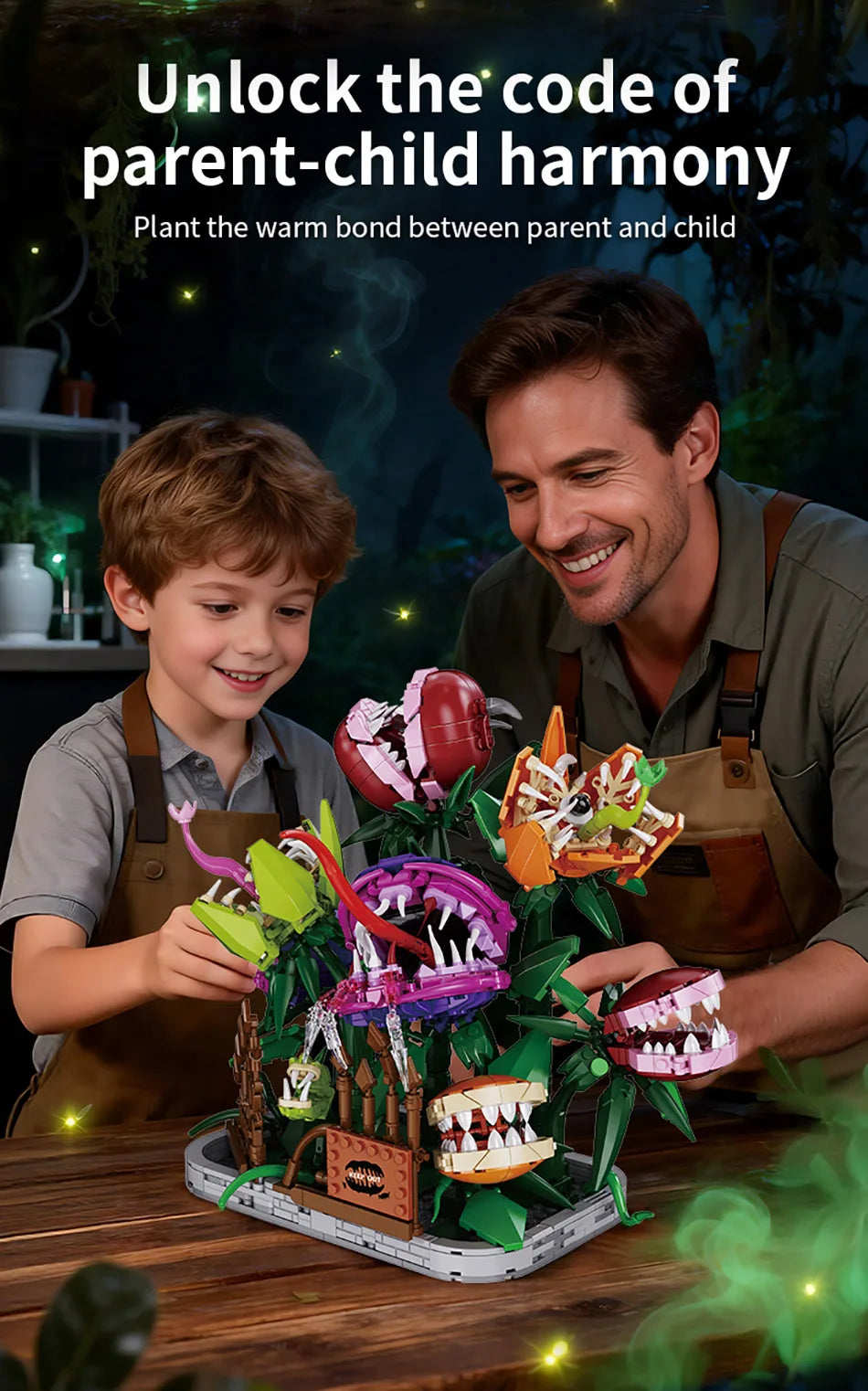Creative 1266Pcs Carnivorous Plant Manor Building Blocks MOC Man-eating Flower Garden Bricks Home Decoration Toys Children Gift