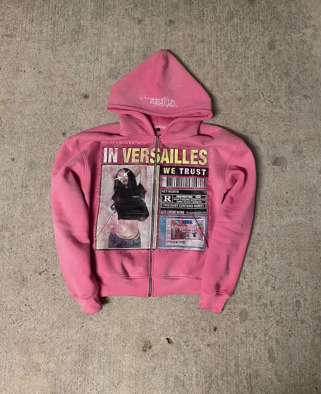 Retro Y2K Graphic Zip-Up Hoodie