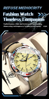 POEDAGAR Original Business Man Wristwatch Waterproof Luminous Date Week Casual Watch For Men Quartz Leather Luxury Fashion Men's Watches Reloj