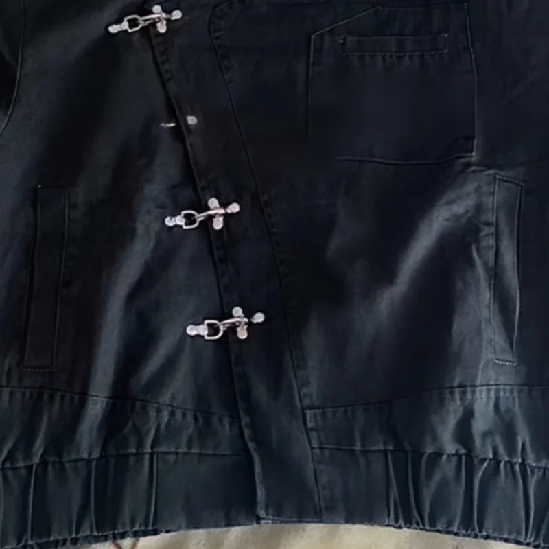 Stylish Girl Stand Collar Street Jacket Personality Button Zipper Solid Jacket Date Commuter Clothing Female New Casual Clothes