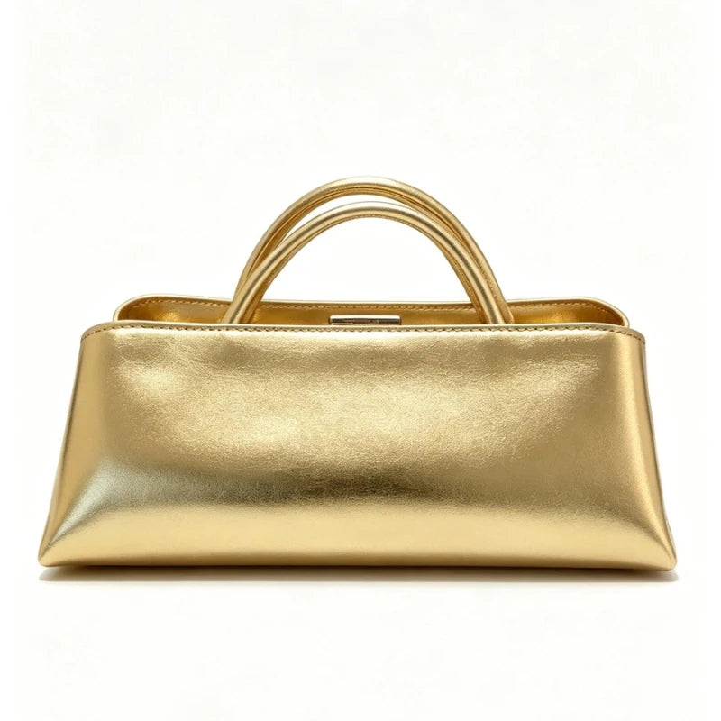 Minimalist Rectangular Frame Handbag Metal Lock Hard Shell Top Handle Bag Elegant Office Commute Shoulder Purse For Women