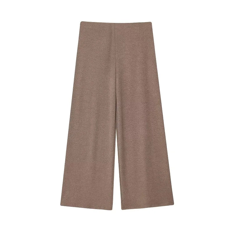 MUJER 2025 Baggy Pants Set 2 Piece Woman Summer Wide Leg Pants Women's Suit Knit Sleeveless Top Woman Outfit Casual Lady Sets