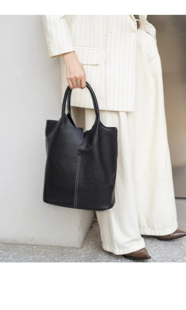 Luxury Soft Leather Bucket Bag | Large Women’s Shoulder Bag