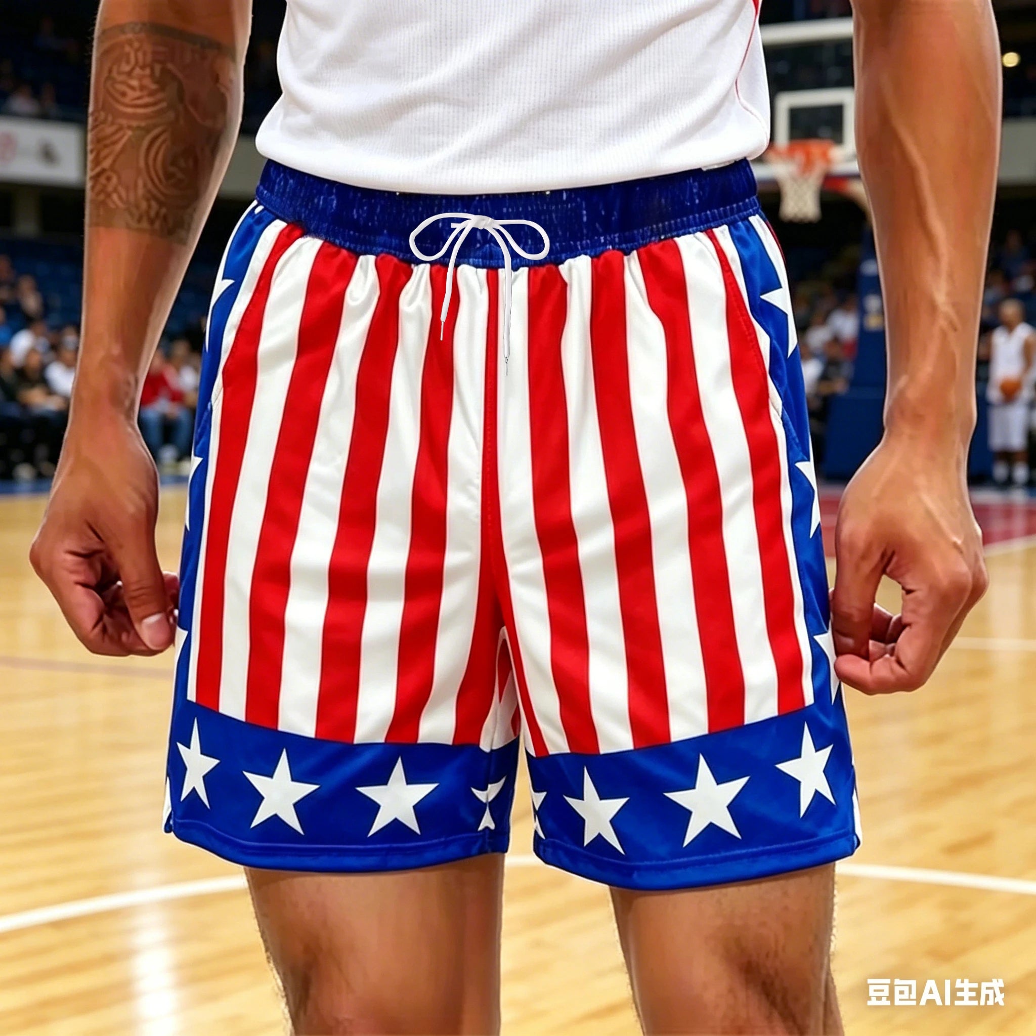 Patriotic Star Stripe Board Shorts — Oversized Summer Streetwear