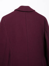 Elegant Burgundy Double-Breasted Long Coat