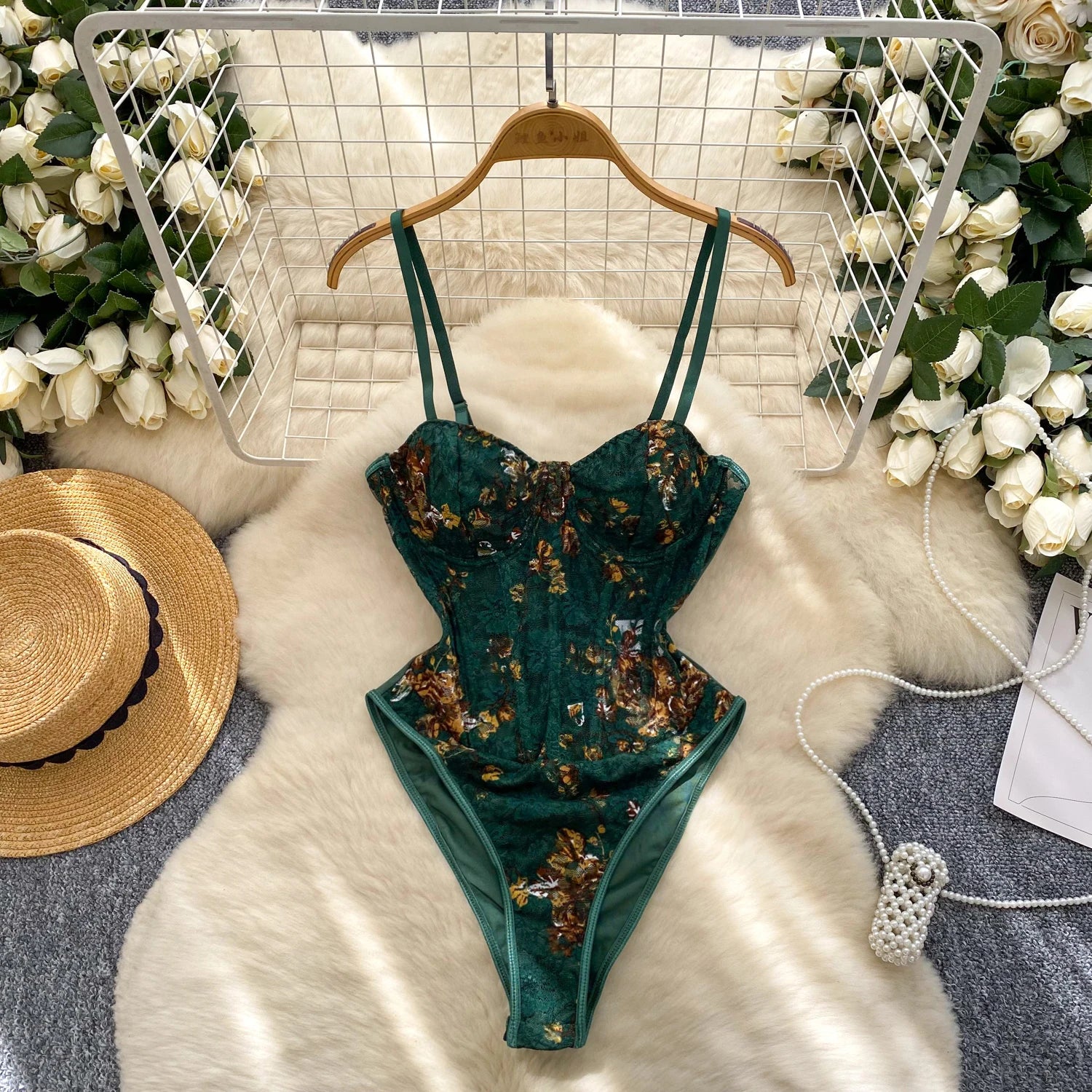 Vintage Elegant Fishbone Print Bodysuit – Chic Fairy Floral Summer Blouse Shirt