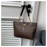 Durable PU Leather Shoulder Bags Large Capacity Printing Shopping Bag Handbags Women