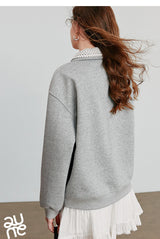 Women’s Green Colorblock Collared Sweatshirt