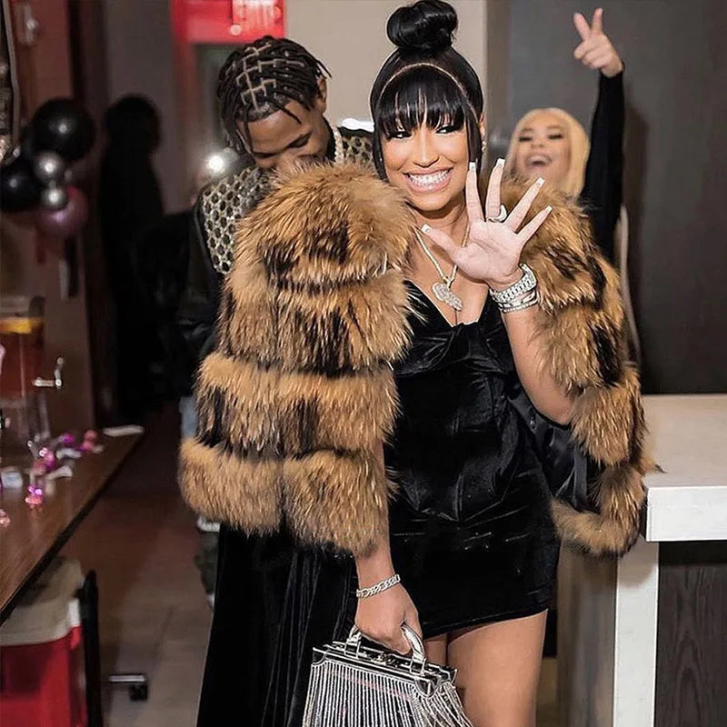 Luxury Women’s Real Raccoon & Fox Fur Jacket | Premium Winter Outerwear