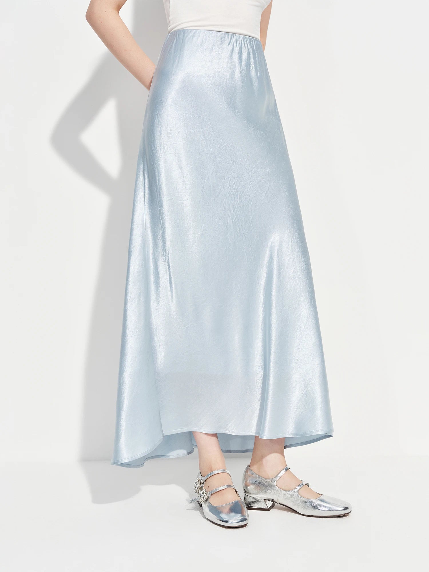 Acetate Trumpet Midi Skirt – Elegant Drape