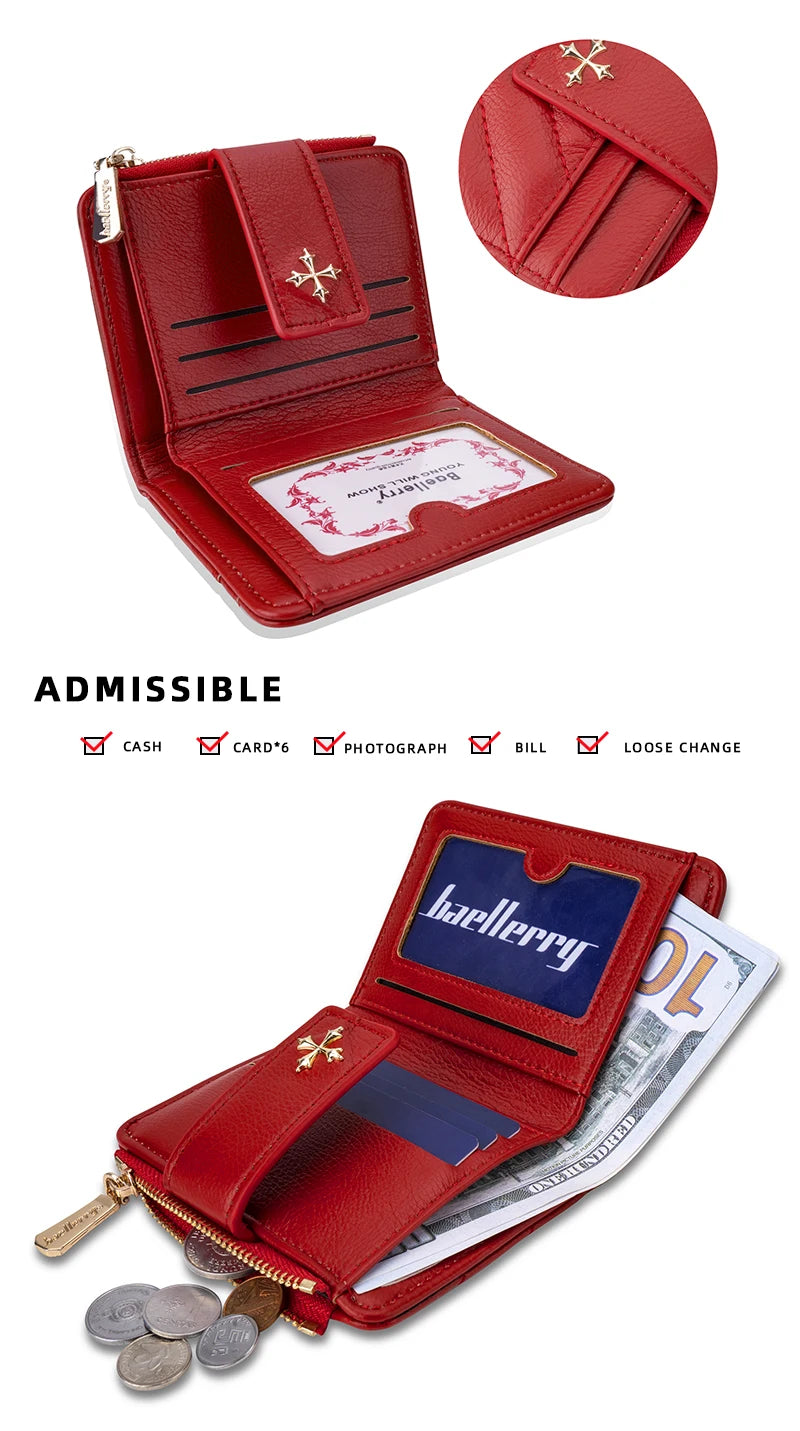 Baellerry New Short Simple Women Wallet High Quality Card Holder Buckle Zipper Coin Pocket Female Purses Small Women's Card Bag