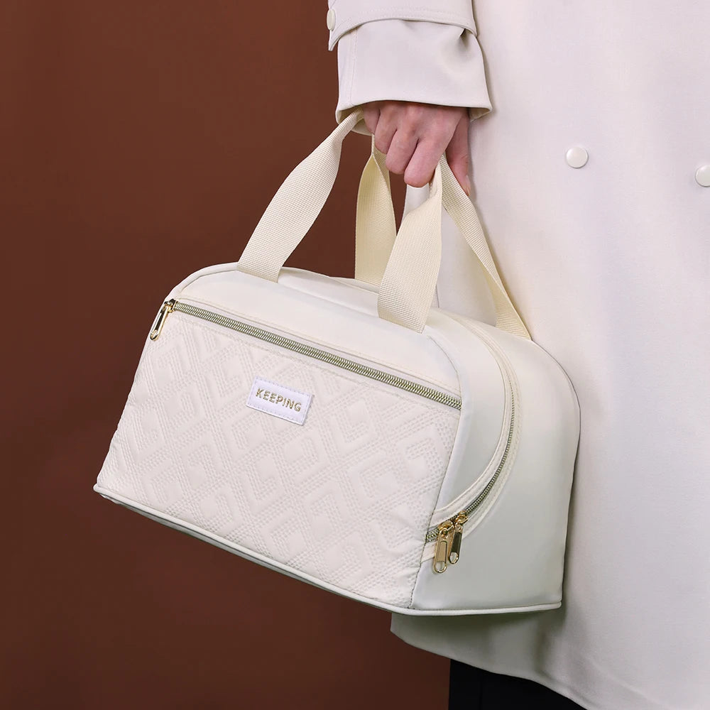 Portable Lunch Bag for OL Women Thermal Insulated Lunch Box Tote Cooler Handbag Waterproof Bento Pouch Office Food Shoulder Bags