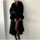 Faux Fur Patchwork Woolen Overcoat