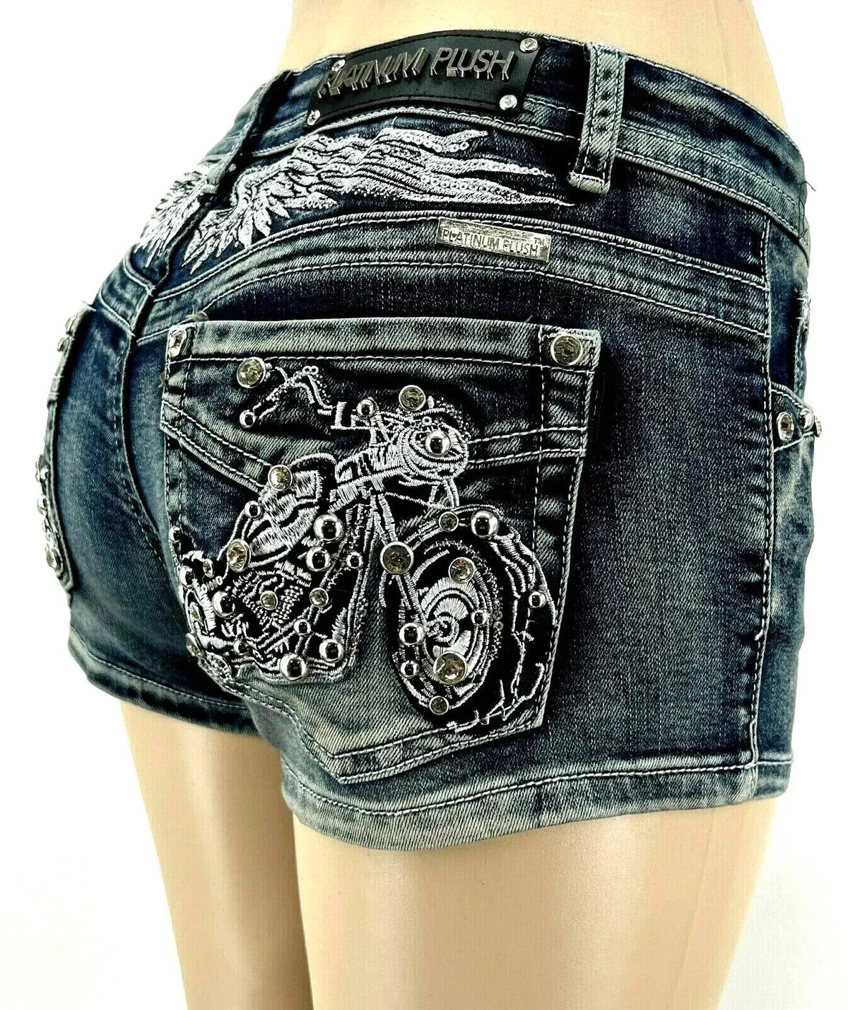 Women's Y2K Wing Embroidered Denim Shorts