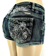 Women's Y2K Wing Embroidered Denim Shorts