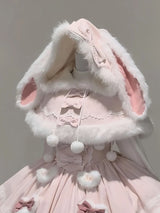 Harajuku Kawaii Rabbit Ear Cloak & Strap Skirt Set