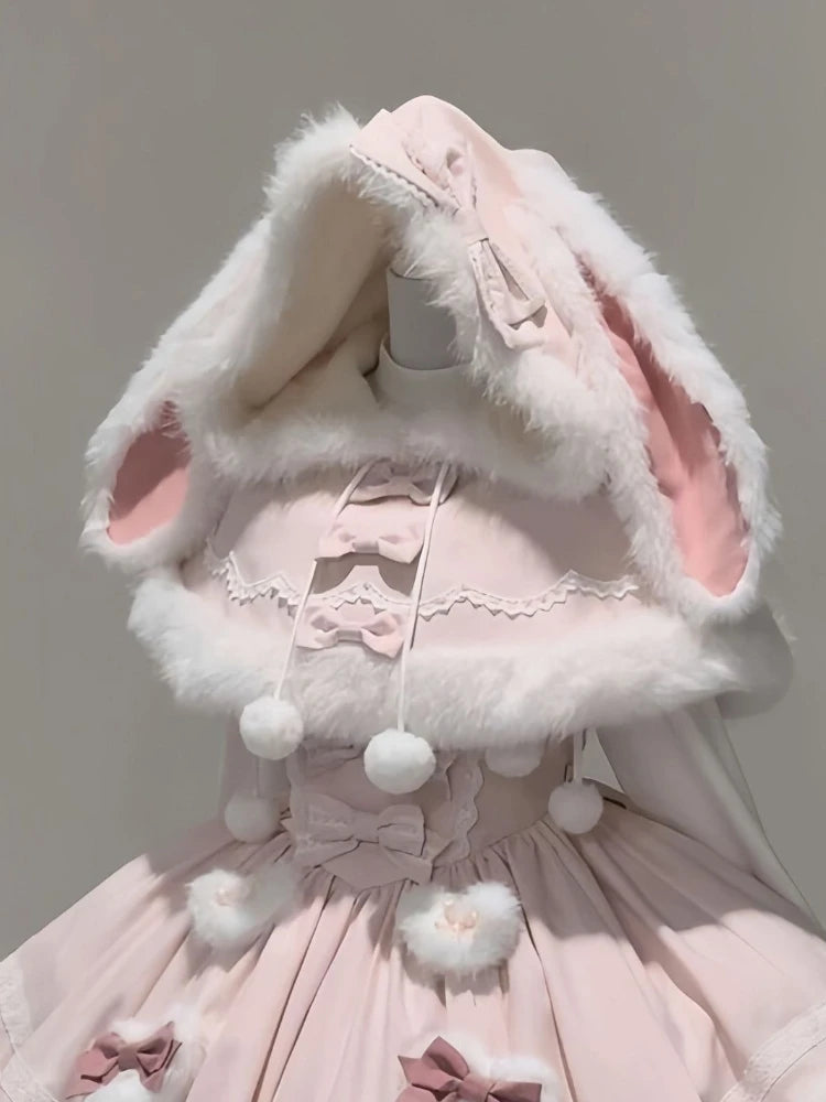 Harajuku Kawaii Rabbit Ear Cloak & Strap Skirt Set