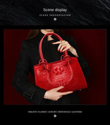 Luxury Genuine Leather Women's Bag Red Crocodile Pattern Ladies Handbags Tote Bag Fashion Travel Portable Shoulder Underarm Bags