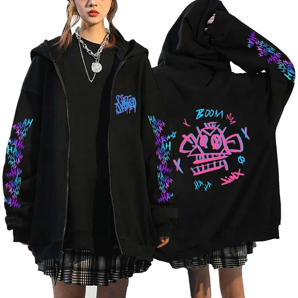 Arcane Jinx Graffiti Zipper Hoodie