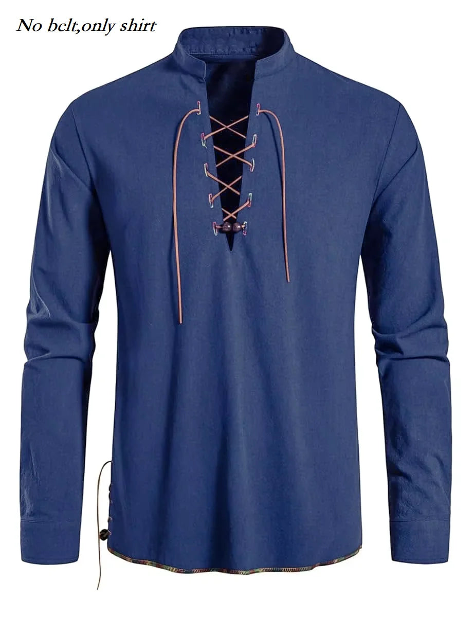 Men's Medieval Pirate Lace-Up Shirt