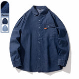 Classic Washed Denim Shirt Men's 2025 Autumn New Dark Blue Fashion Loose Casual Long-sleeved Jean Shirts Korean Clothes