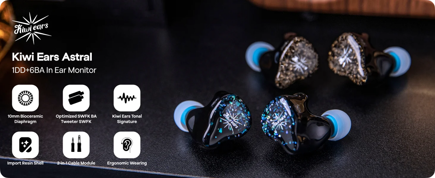 Kiwi Ears Astral 1DD+6BA Hybrid IEM Earphones