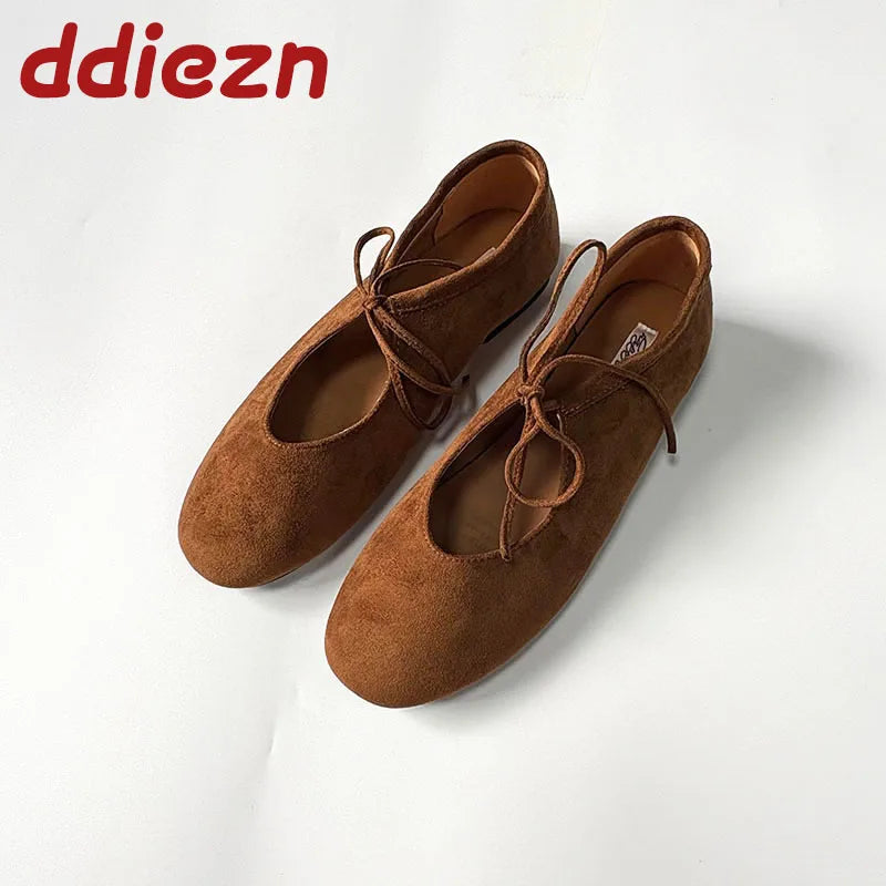 Round Toe Mary Jane Flats with Butterfly Knot