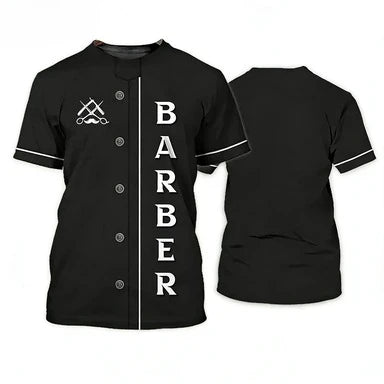 Men's Barber-Style Graphic Tee | Round Neck Short Sleeve