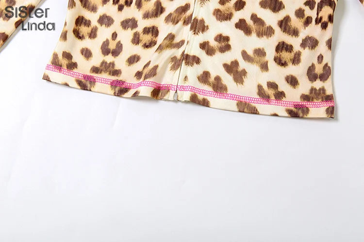 Sisterlinda Summer Release Junior Ankle-Length High Street Milk Fiber Pant Suit K24S50103 Girl Leopard Color Flare Pant Suit