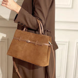 Women's Large Capacity Tote Bag 2025 New Vintage Suede Leather Spacious Crossbody Bag Commuting Versatile Trendy Premium Handbag