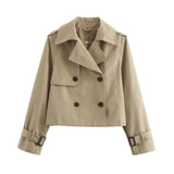 Vintage Cropped Double-Breasted Trench