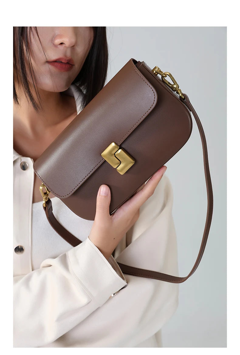 Women’s Split Leather Shoulder Bag Trend Brand Small Square Bags Luxury Designer Handbag Messenger bag for Female