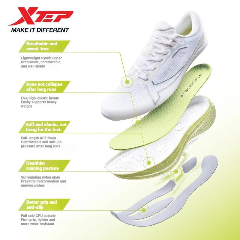 Xtep 2000km Plus Running Shoes Women's 2025 Spring Lightweight Anti-slip Wear-Resistant Training Jogging Sneakers 875318110009