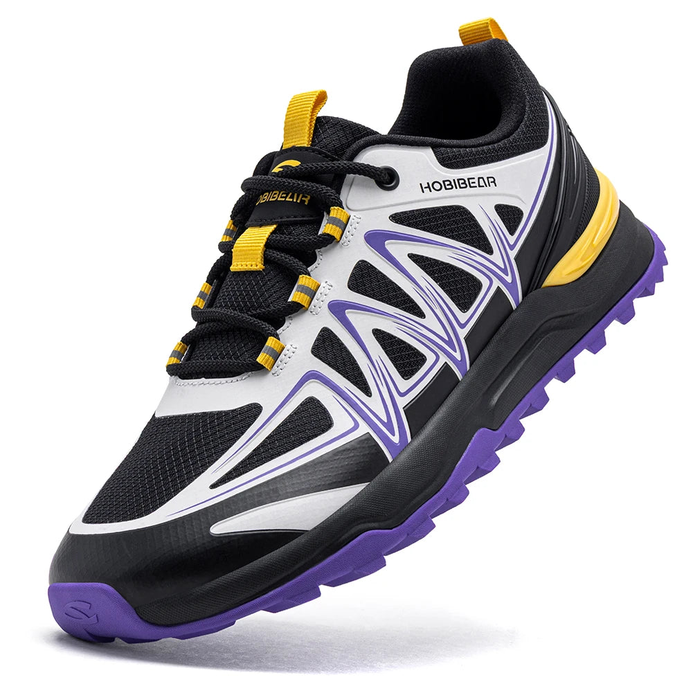 HOBIBEAR Unisex Wide Width Hiking Sneakers Outdoor Trail Running Shoes Artificial Leather Non Slip Lace-Up Walking Sneaker