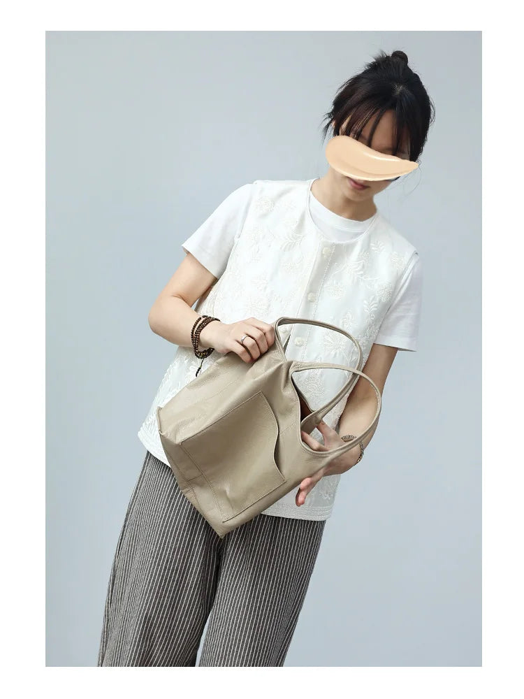 Women Genuine Leather Tote Luxury Light Weight And Comfortable To Use Handbag Colorful Soft Shopping Bags