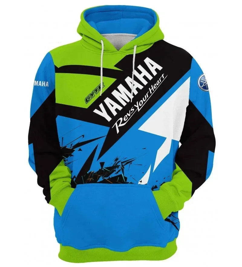 Yamaha men's 3D printed motorcycle hooded pullover shirt, suitable for street wear and motorcycle riding